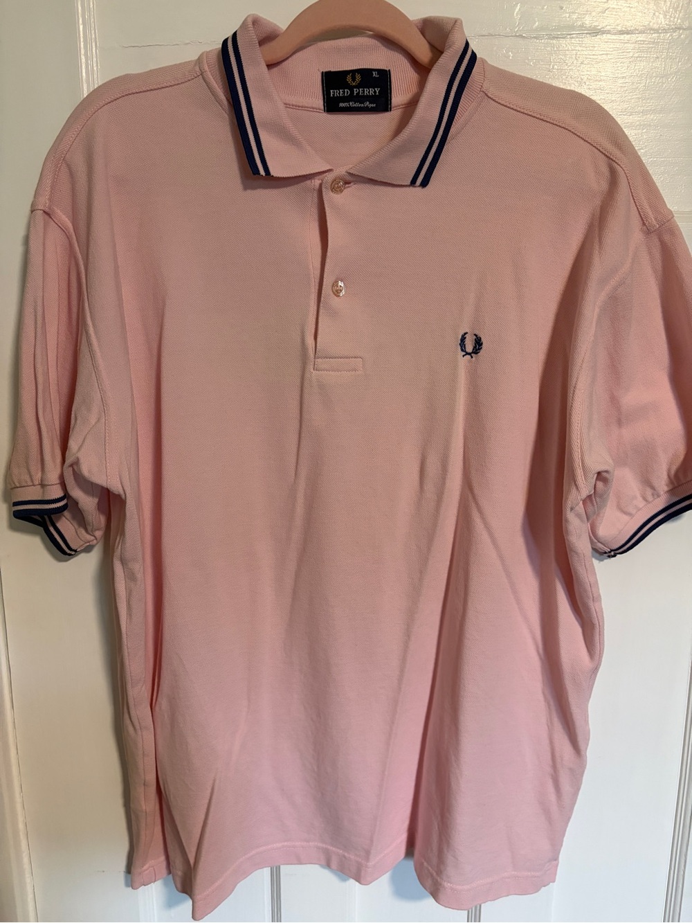 Fred Perry Pink Polo with Navy Twin Tipping